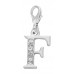 Handmade Personalised Letter F Clip On Charm with Rhinestones